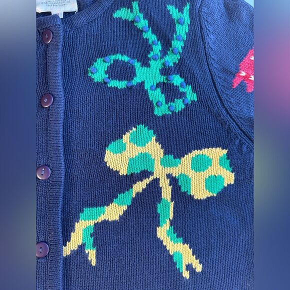 Susan Bristol Vintage 1991 bows short sleeve sweater hand embroidered Size S - Picture 4 of 7